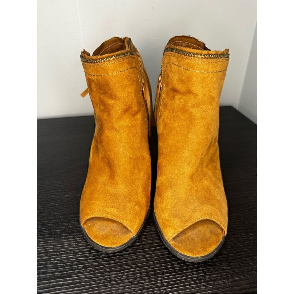 Dolce Vita Promise Fringe Ankle Heel Booties Shoes Sz 9 Cognac Brown Suede - Picture 5 of 7